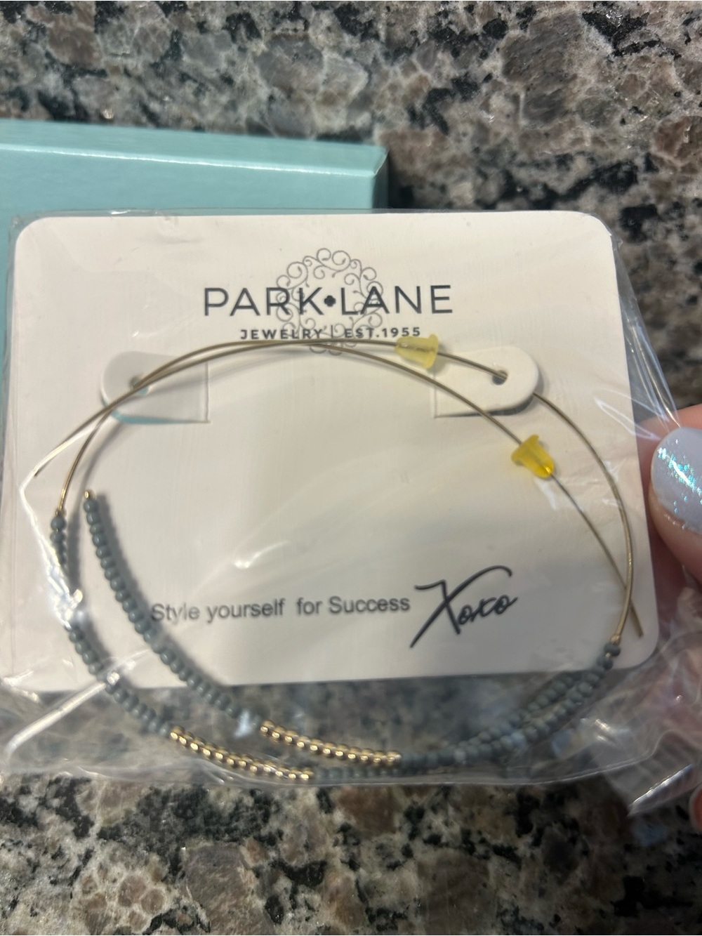 Park Lane Gold Hoop Bracelet with Gray Beaded Detail